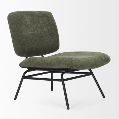 Nora Forest Green Fabric Matte Black Metal Legs Accent Chair