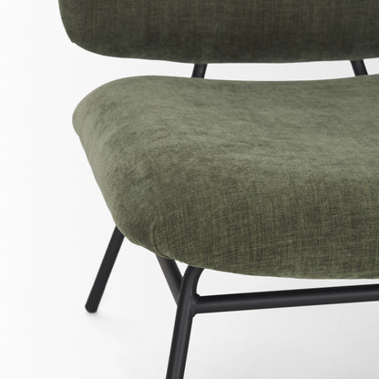 Nora Forest Green Fabric Matte Black Metal Legs Accent Chair