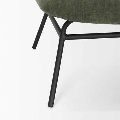 Nora Forest Green Fabric Matte Black Metal Legs Accent Chair