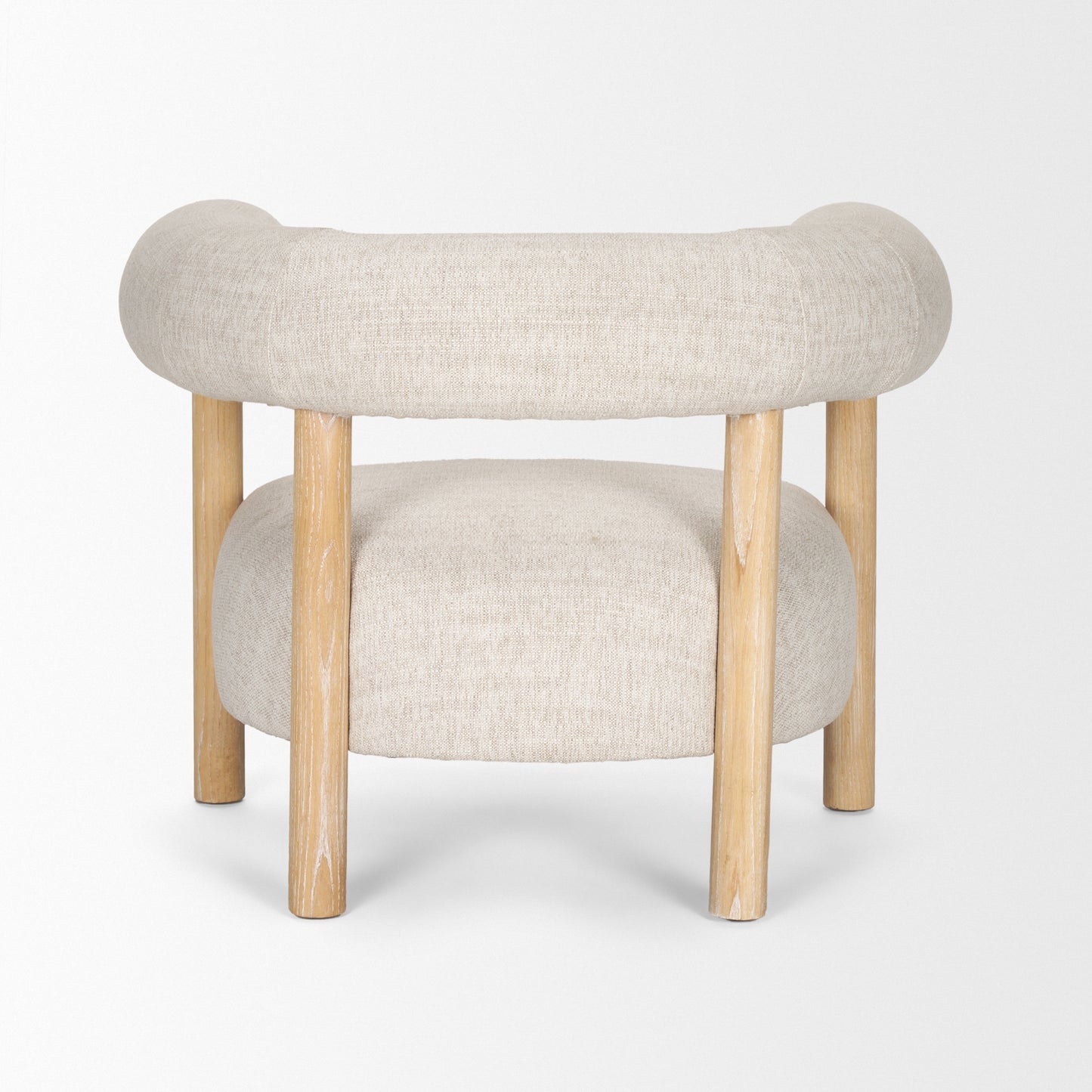 Gianna Open Back Light Brown Wood Oatmeal Fabric Accent Chair