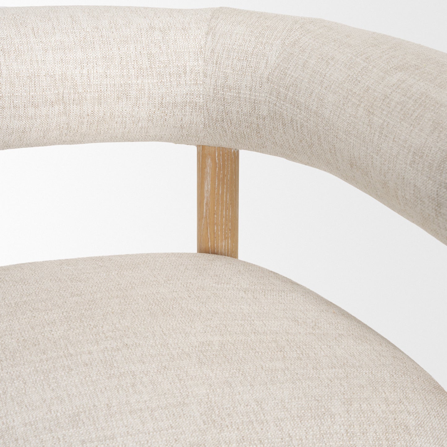 Gianna Open Back Light Brown Wood Oatmeal Fabric Accent Chair