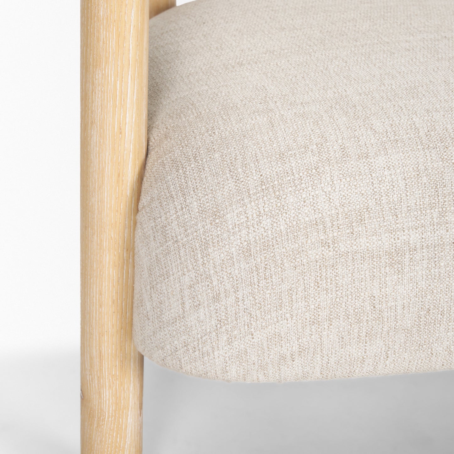 Gianna Open Back Light Brown Wood Oatmeal Fabric Accent Chair