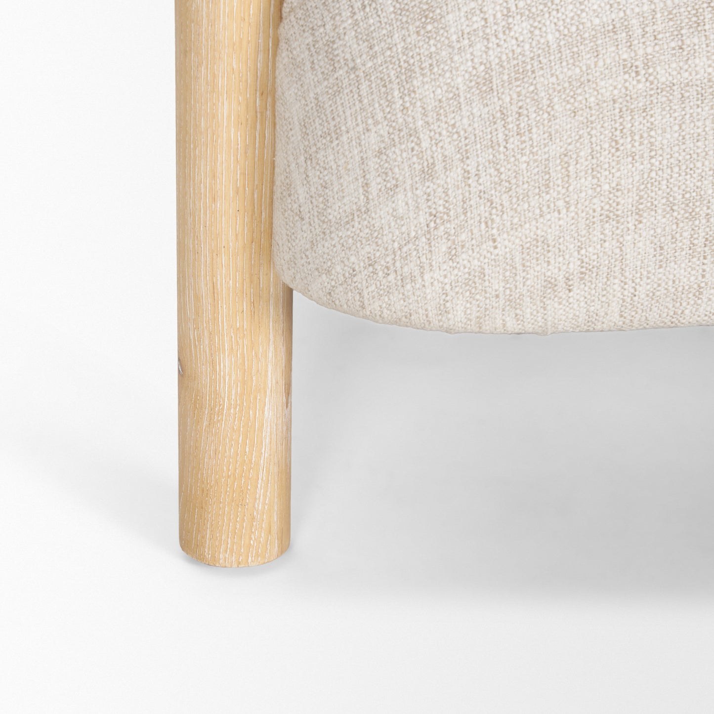 Gianna Open Back Light Brown Wood Oatmeal Fabric Accent Chair