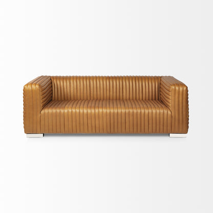 Ricciardo Cognac Leather Three Seater Sofa