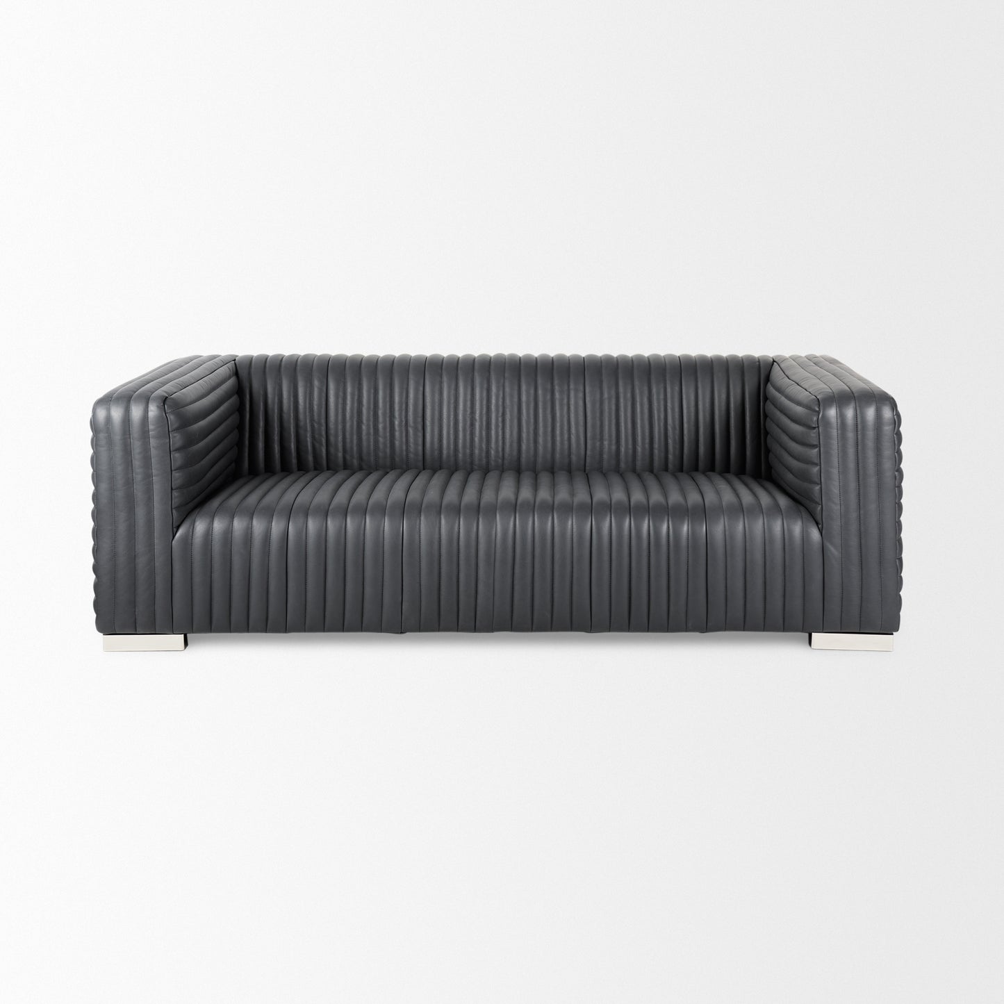 Ricciardo Black Leather Wrapped Three Seater Sofa