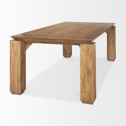 Sapphira Brown Wood Tapered Top Rectangular Dining Table