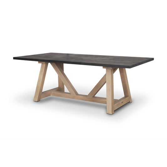 Rialto Rectangular Two-Tone Black and Brown Solid Wood Dining Table for a Modern and Versatile Dining Space