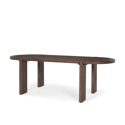 Sohan Dark Elm Wood Oval Dining Table for a Sophisticated and Timeless Dining Experience