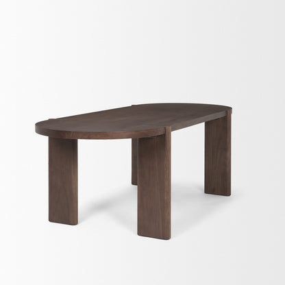 Sohan Dark Elm Wood Oval Dining Table