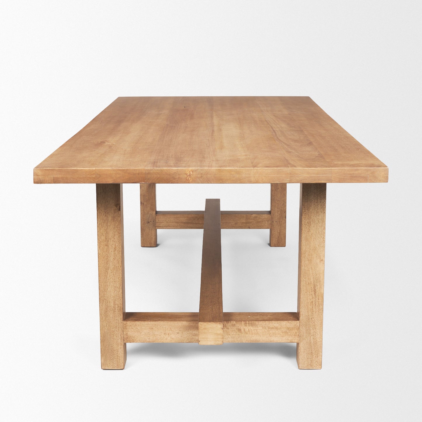 Suke Rectangular Natural Wood Trestle Dining Table