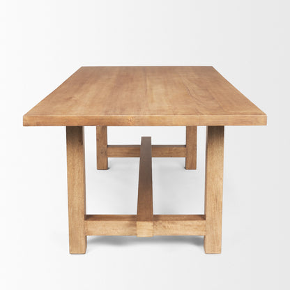 Suke Rectangular Natural Wood Trestle Dining Table