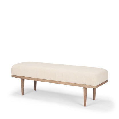 Shae Brown Wood w/ Oatmeal Fabric Bench