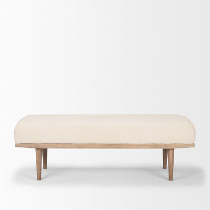 Shae Brown Wood w/ Oatmeal Fabric Bench