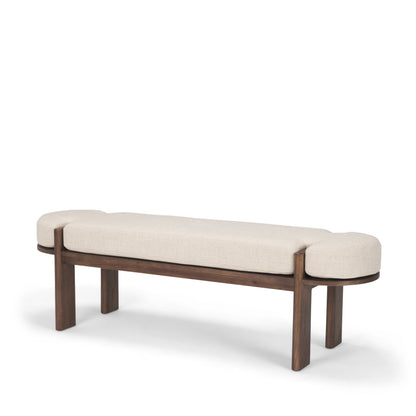 Sohan Dark Elm Wood w/ Oatmeal Fabric Bench