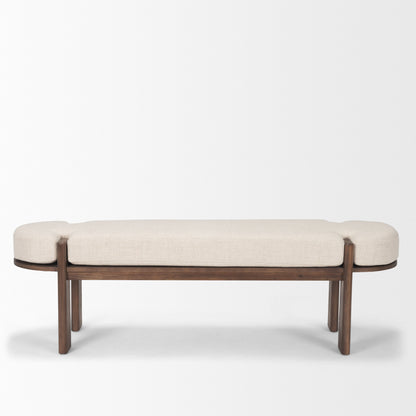 Sohan Dark Elm Wood w/ Oatmeal Fabric Bench