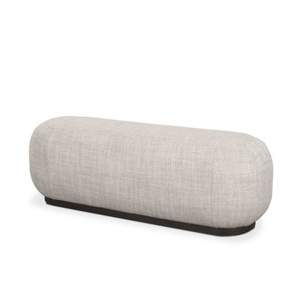 Siren Cream Fabric w/ Light Brown Wood Oblong Bench