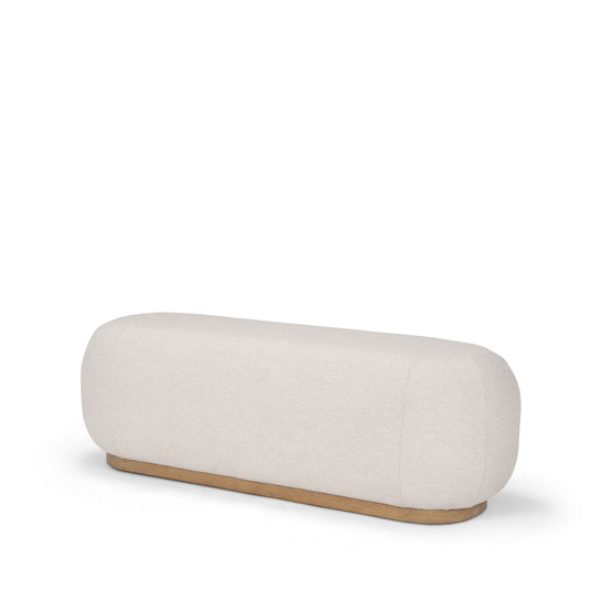 Siren Cream Fabric Oblong Bench with Light Brown Wood - Elegant and Versatile Seating Option