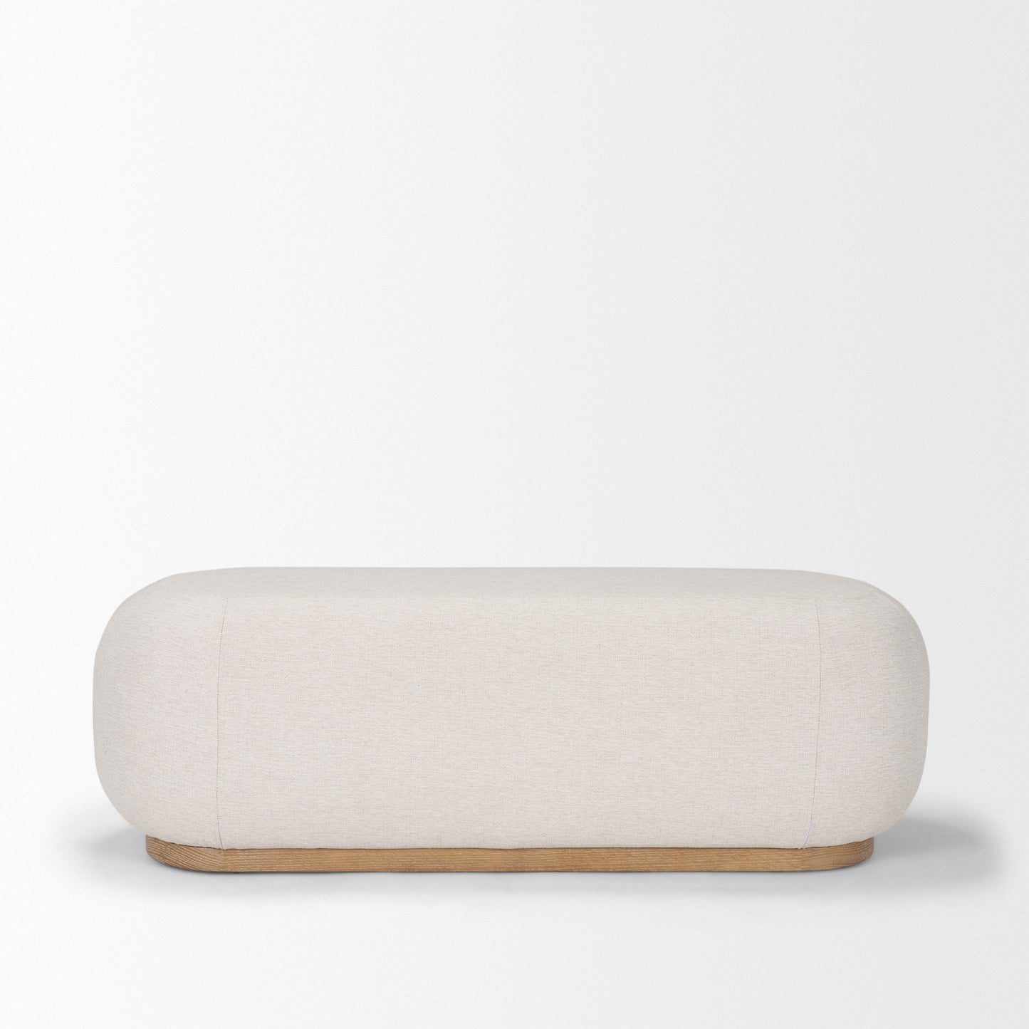 Siren Cream Fabric w/ Light Brown Wood Oblong Bench