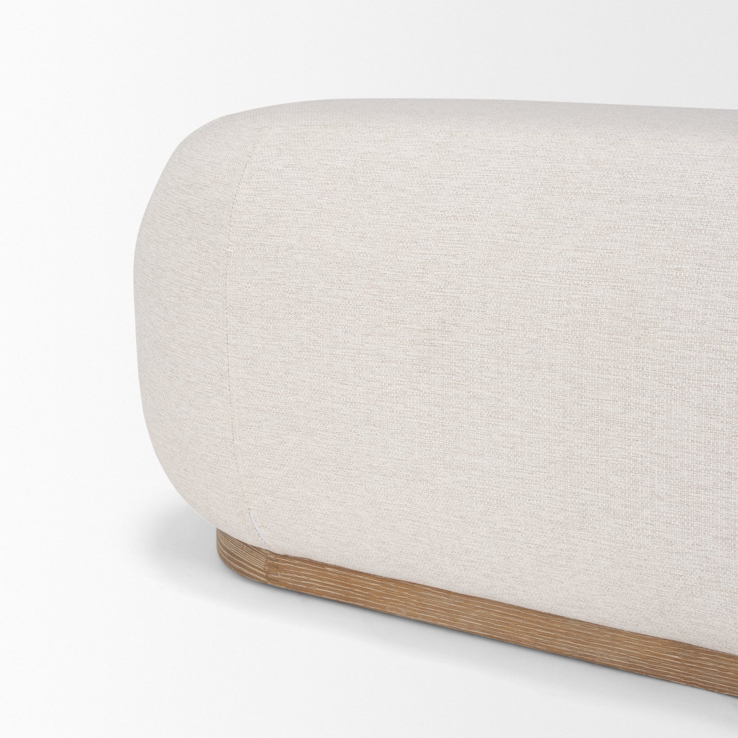 Siren Cream Fabric w/ Light Brown Wood Oblong Bench