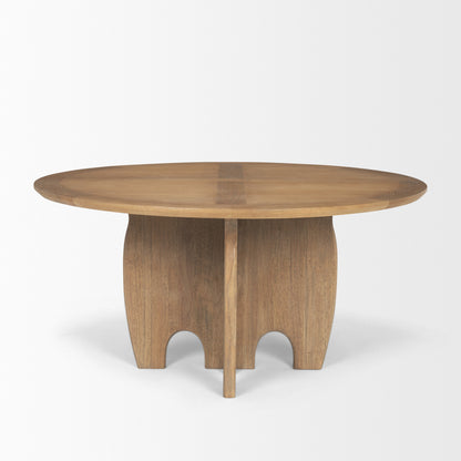 Sonomi Brown Solid Rubber Wood w/ Round Oak Tabletop Dining Table