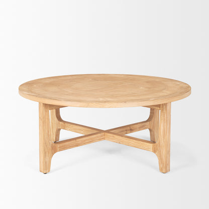 Taylin Light Brown Wood Round Coffee Table