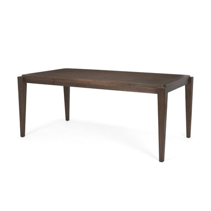 Teva Dark Brown Wood Rectangular 72" Dining Table