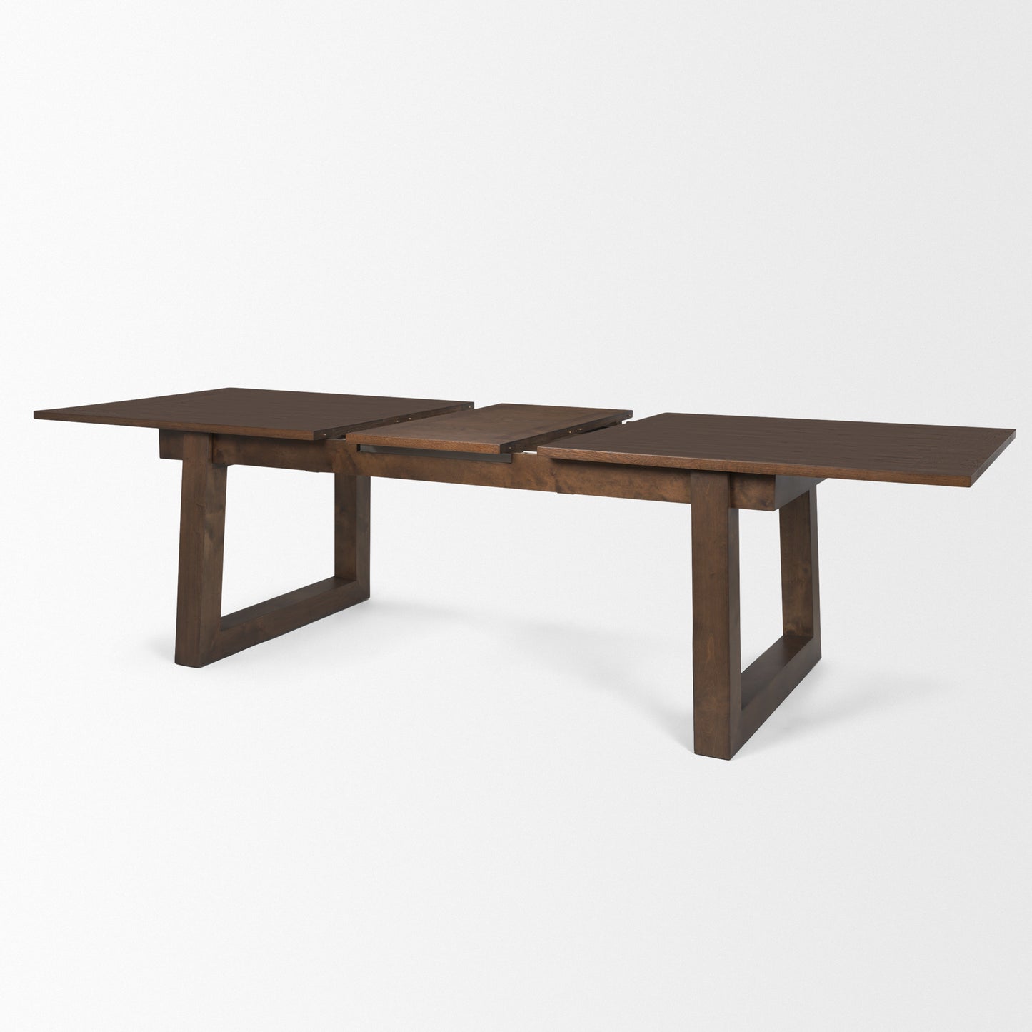 Takota Dark Brown Rectangular Oak Wood w/ Birch Wood Legs Extendable Dining Table