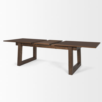 Takota Dark Brown Rectangular Oak Wood w/ Birch Wood Legs Extendable Dining Table