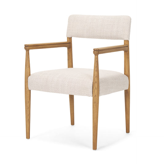 Toni Light Brown Nettlewood Dining Chair with Cream Heathered Performance Fabric for Stylish and Comfortable Dining