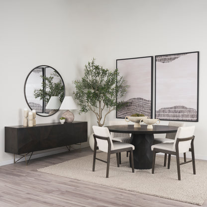 Fitzgerald 60" Round Brown Solid Wood Top and Base Dining Table for a Classic and Elegant Dining Experience