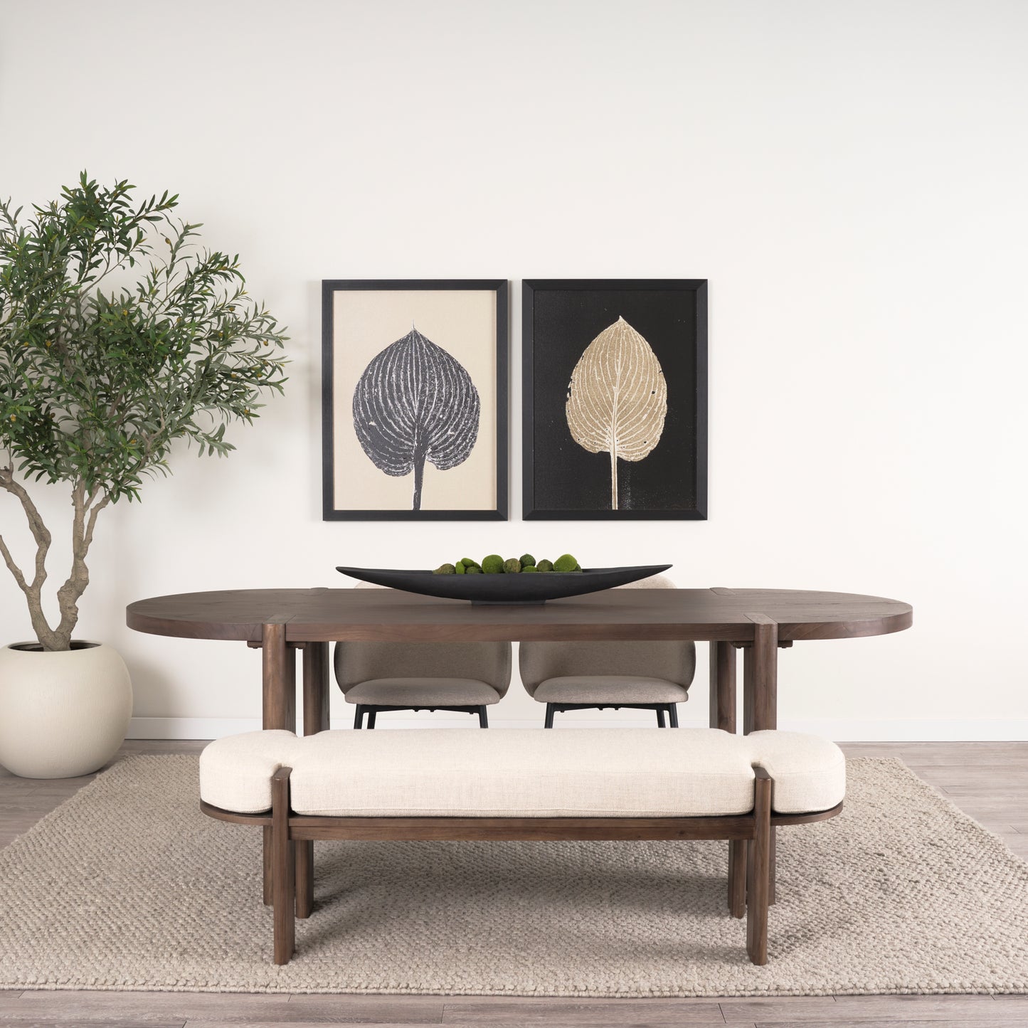 Sohan Dark Elm Wood Oval Dining Table