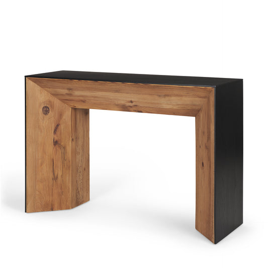 Tabor Natural Wood with Black Oak Waterfall Console Table - Contemporary Design for Elegant Entryways and Living Rooms