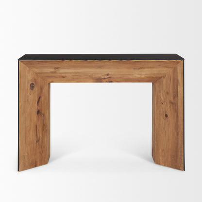 Tabor Natural Wood w/ Black Oak Waterfall Console Table