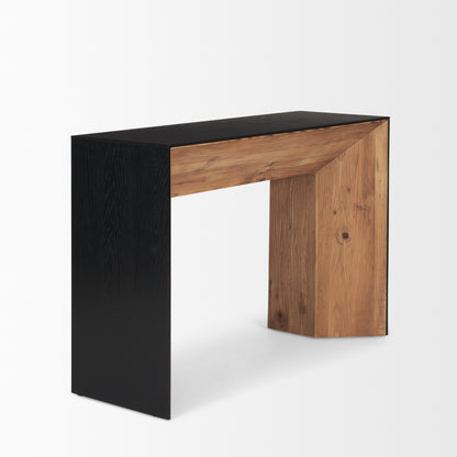 Tabor Natural Wood w/ Black Oak Waterfall Console Table