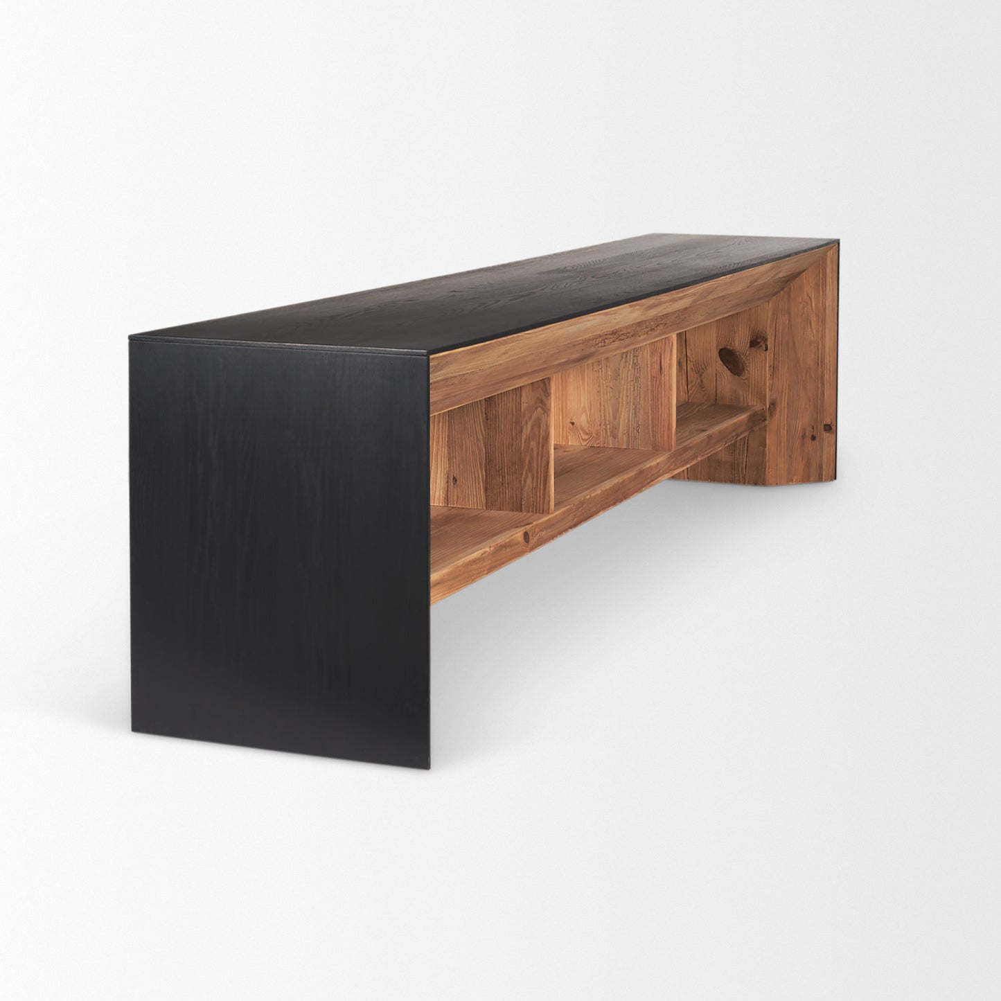 Tabor Natural Wood w/ Black Oak Waterwall Media Console