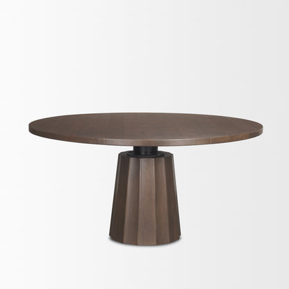 Swanson 60" Dark Brown Wood Round Pedestal Dining Table