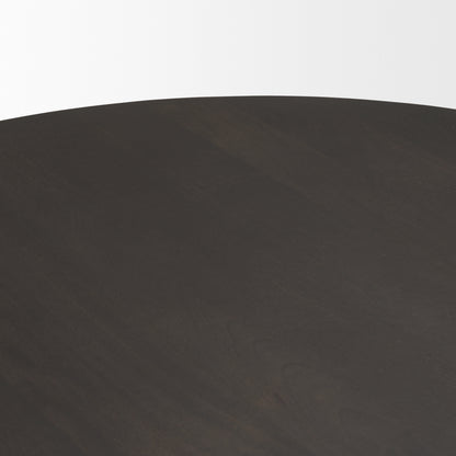 Tarro 60" Round Textured Espresso Wood w/ Geometrical Base Dining Table