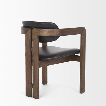 Shiro Medium Brown w/ Espresso Brown Leather Dining Chair