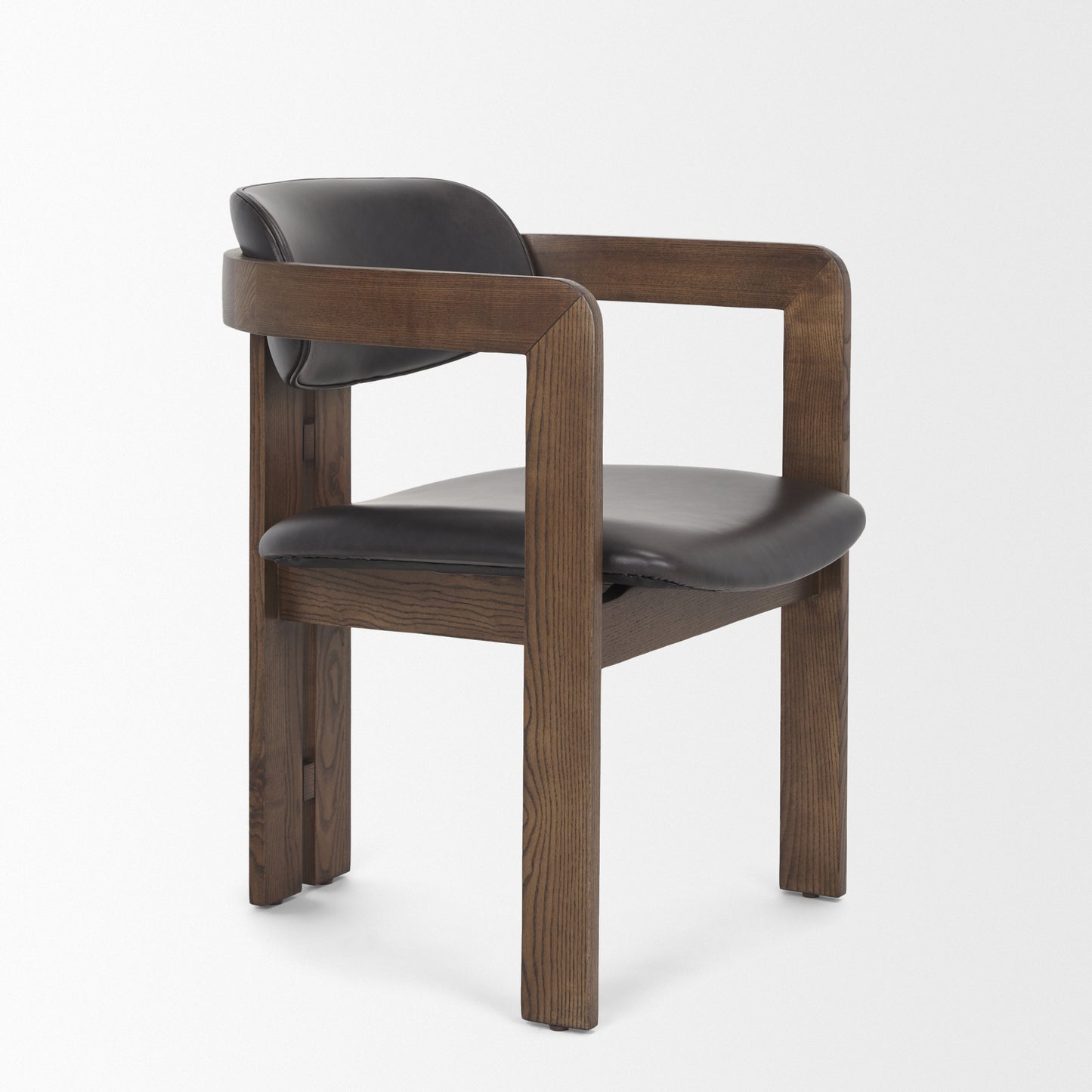 Shiro Medium Brown w/ Espresso Brown Leather Dining Chair