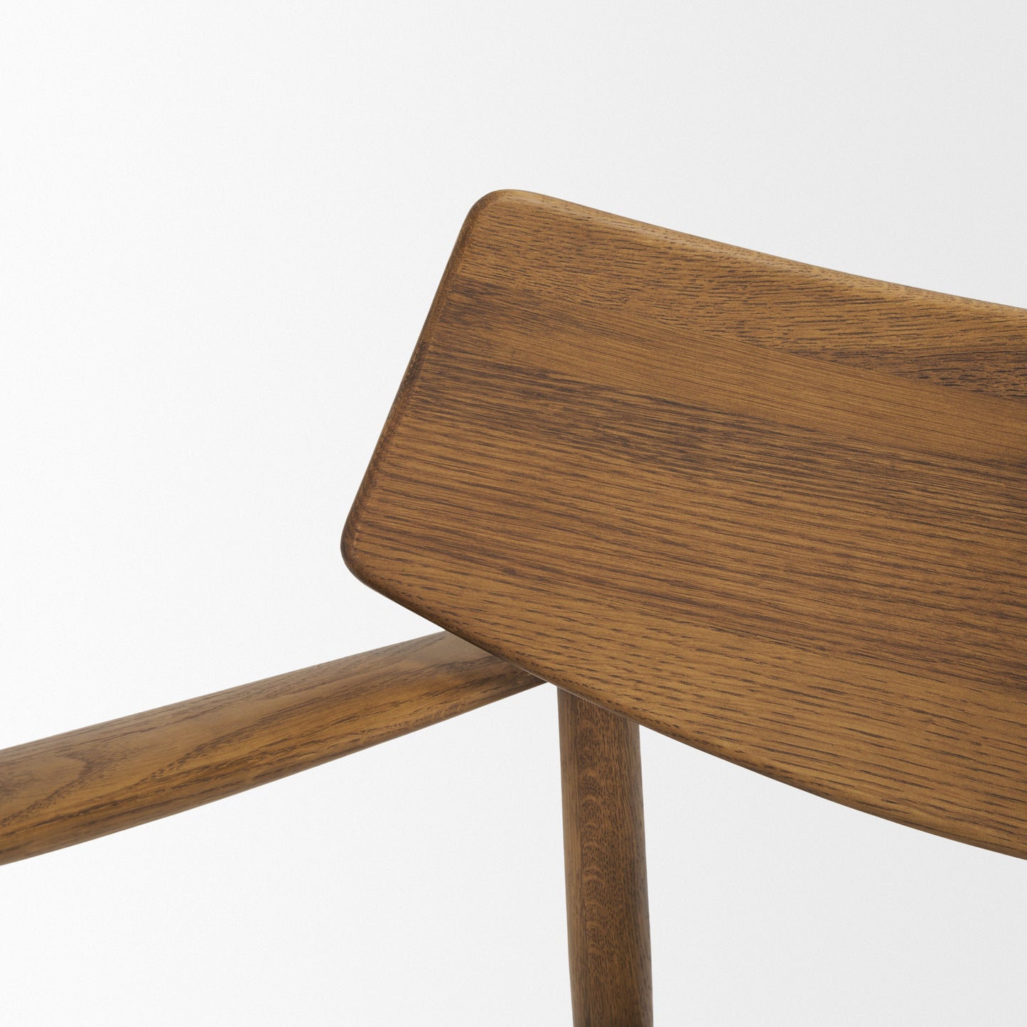 Haggen Medium Brown Oak Wood Cream Fabric Accent Chair