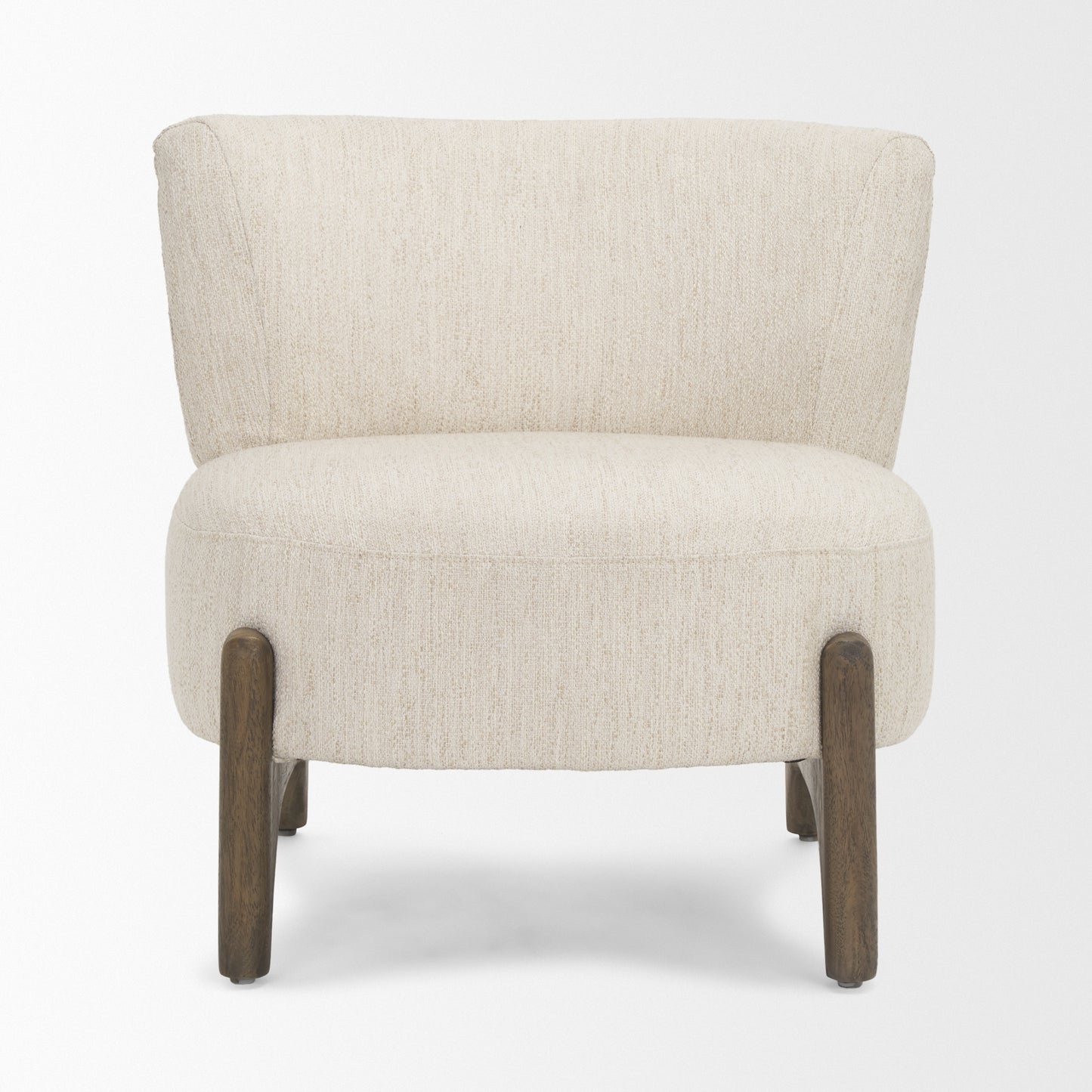 Vyra Dark Brown Wood Cream Fabric Accent Chair