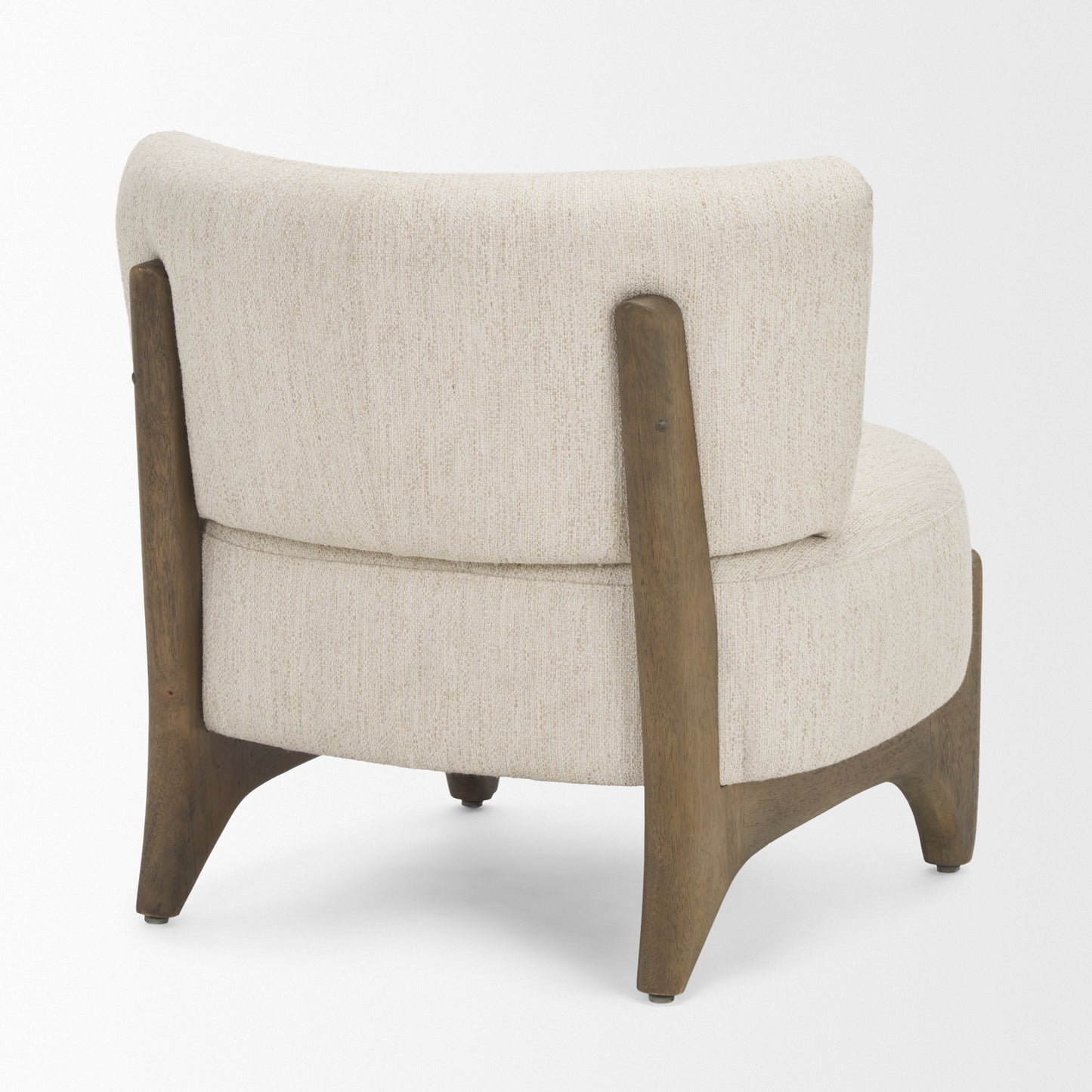 Vyra Dark Brown Wood Cream Fabric Accent Chair
