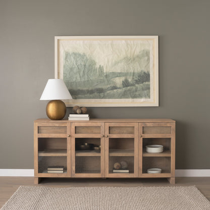 Suri Light Brown Wood w/ Glass Doors Sideboard