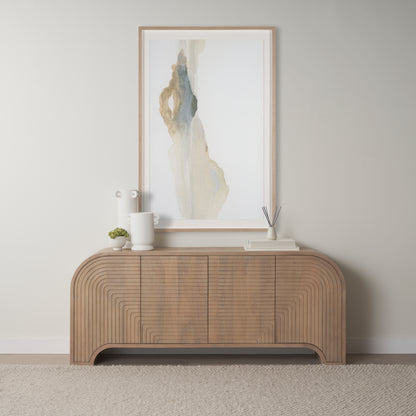 Sorina Reverse Fluted Light Brown Wood Sideboard