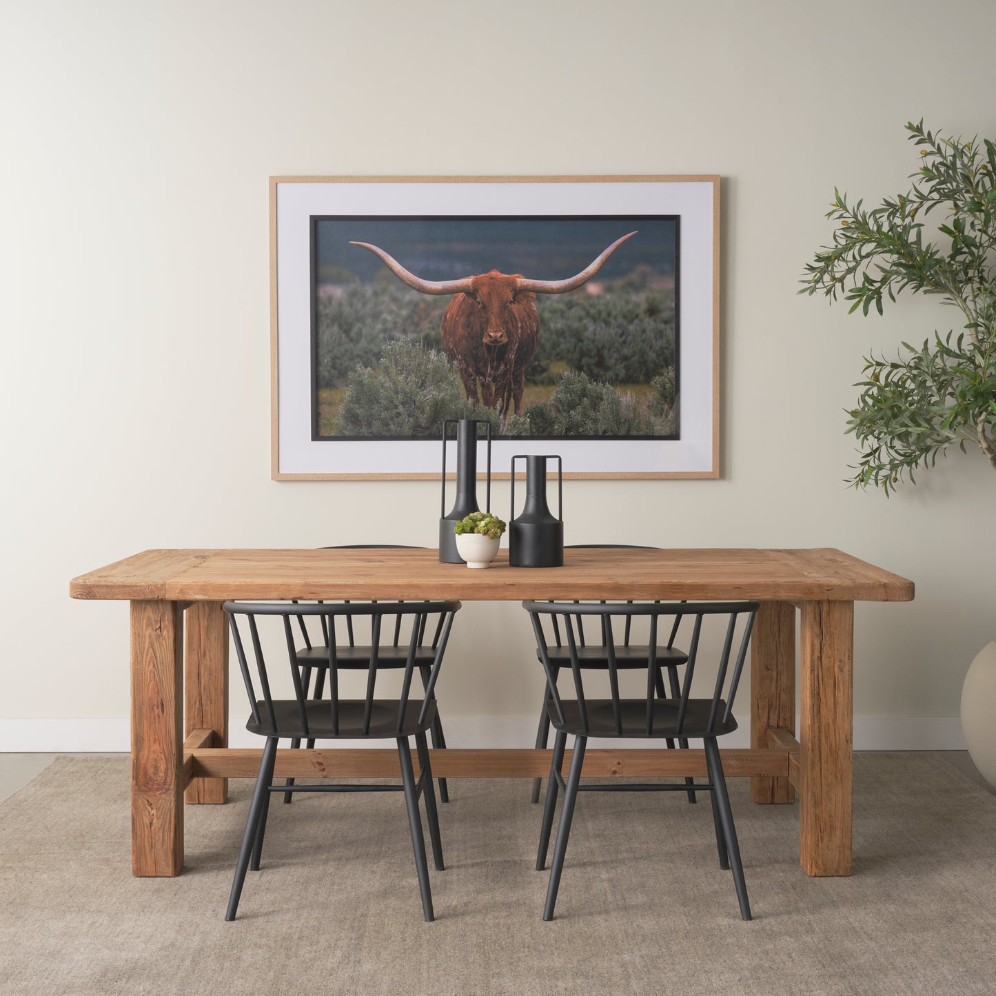 Stetson 84" Rectangular Natural Brown Wood Dining Table