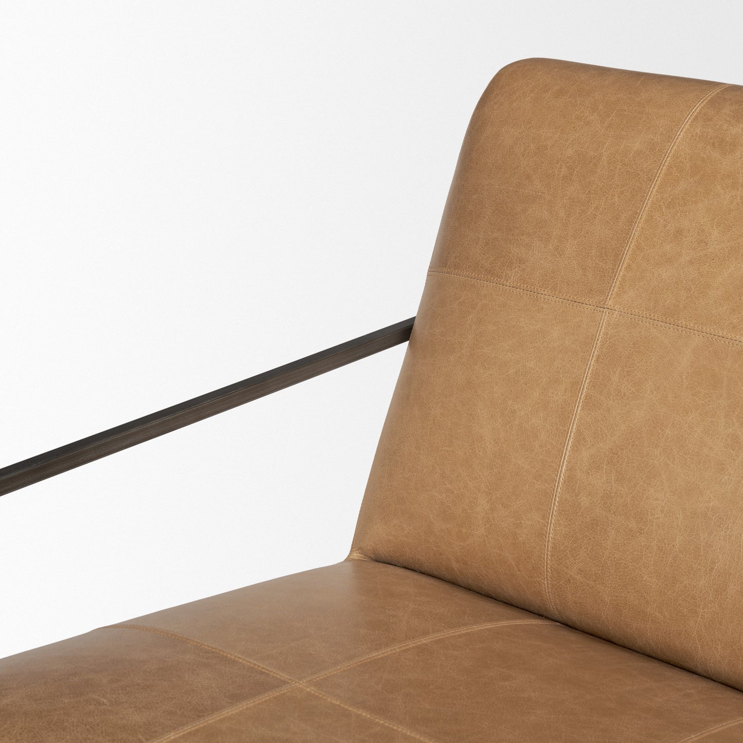 Stratton Gunmetal Genuine Aged Black Leather Upholstered Accent Chair