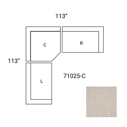 Warner Oatmeal 3 Piece Sofa Set W/Corner Piece