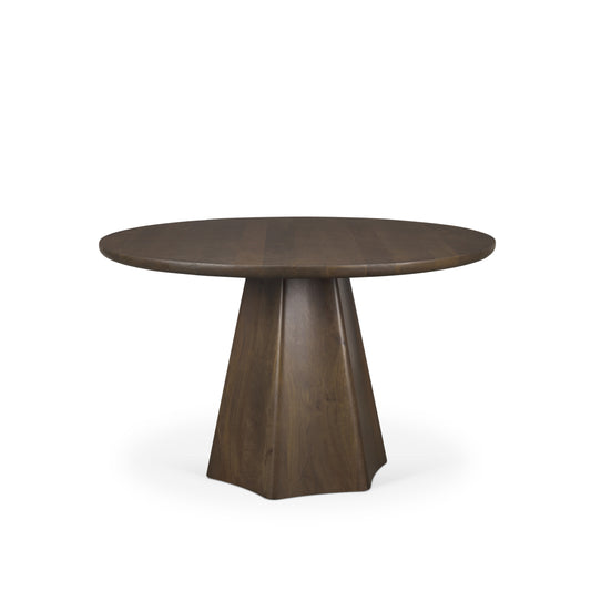 Jovani 48" Solid Dark Brown Mango Wood Round Dining Table for a Durable and Elegant Dining Experience