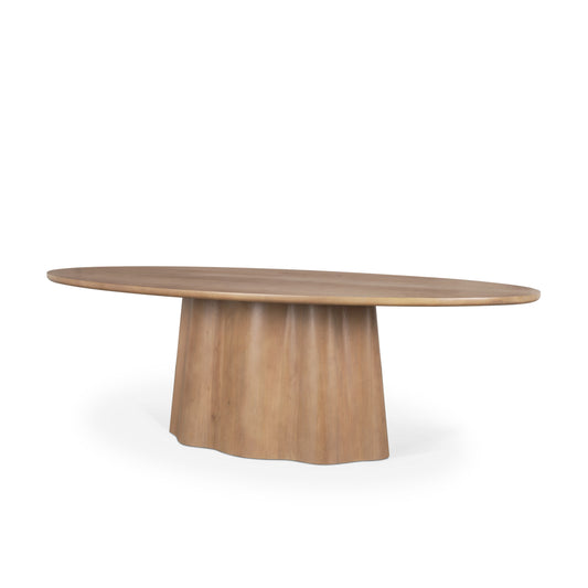 Jovani 94" Solid Light Brown Mango Wood Oval Dining Table for a Spacious and Elegant Dining Experience