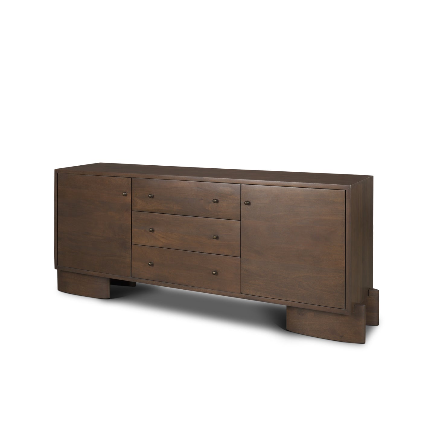 Jonan Dark Brown Wood w/ Dark Aged Brass 2 Door 3 Drawer Sideboard